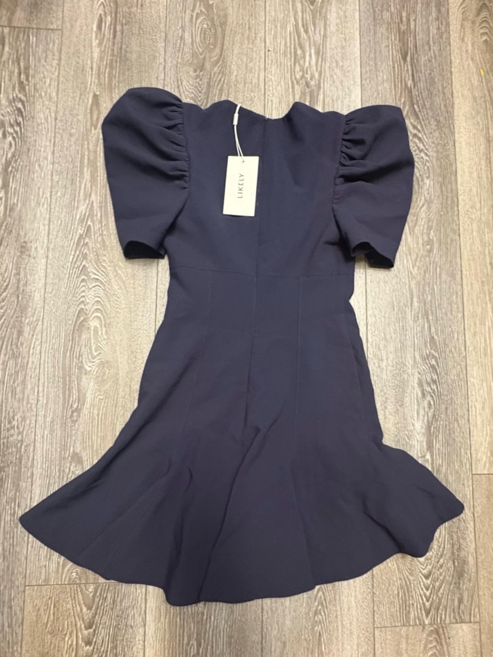 Likely navy Puff-Sleeve Fit & Flare Dress - Picture 5 of 16
